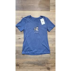 Life Is Good TShirt Womens XS Blue Adirondack V Neck Short Sleeve  NWT